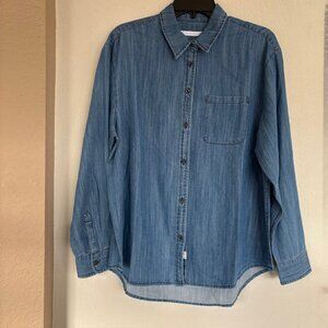 Southern Tide Womens Denim Long Sleeve Button Up Shirt Medium Collar Indigo NWT